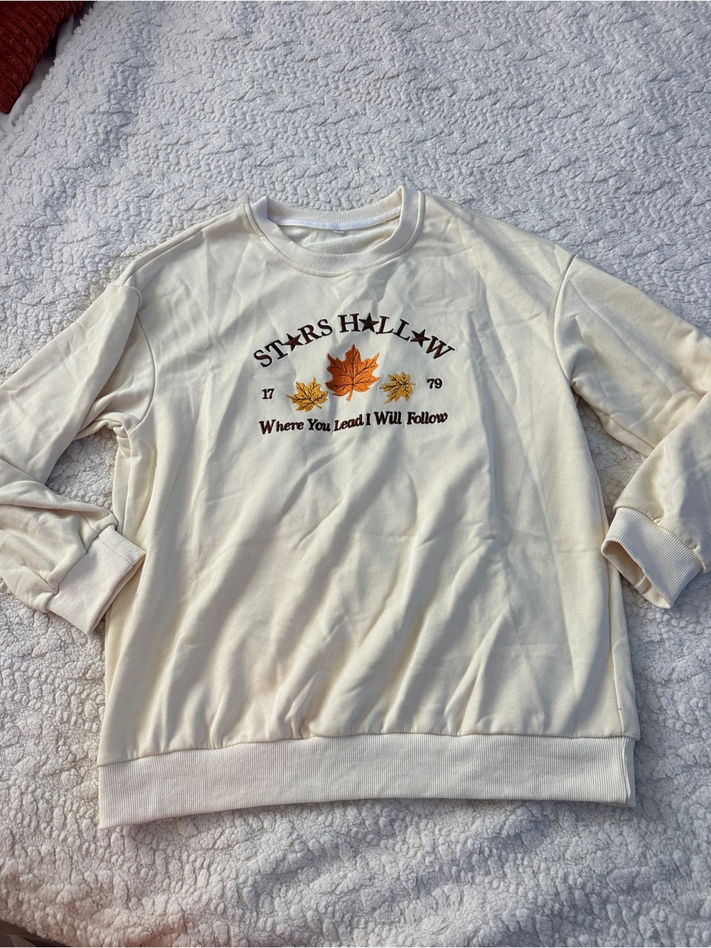 Stars Hallow Cream Crewneck Sweater - Where You Lead Print